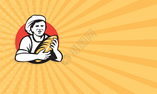 贝克控食面包女性女士厨师名片插图圆圈艺术品海报图片