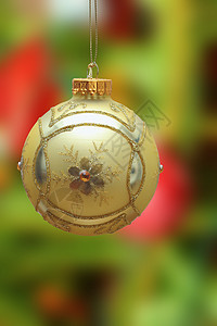 金色圣诞舞会丝带工作室风格庆典装饰传统金子玻璃季节玩具图片