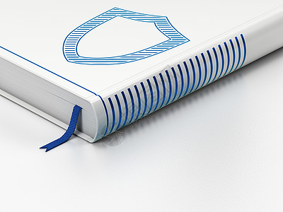 安全概念特写在白色背景上蓝色标签数据书签桌子裂缝网络阅读攻击学习图片