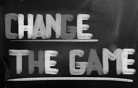 改变游戏概念乐趣成功商业黑板木板成就世界白色教育解决方案图片