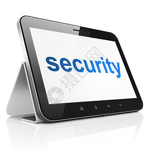 保护概念 平板电脑上的安全性裂缝保卫站立隐私政策犯罪攻击财产数据药片图片