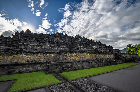 爪哇Yogjakarta的建筑群佛塔旅行传统神话历史纪念碑丛林日出日落石头图片