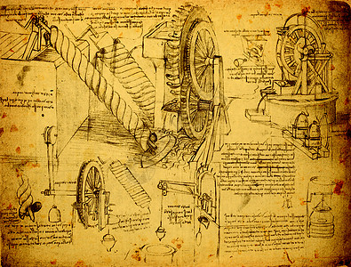 旧工程图纸绘画古董建筑学艺术解剖学科学画家工程师插图科学家图片