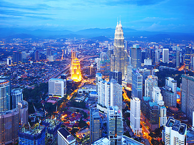吉隆坡市景商业市中心日落地标首都中心天空旅行双胞胎城市图片