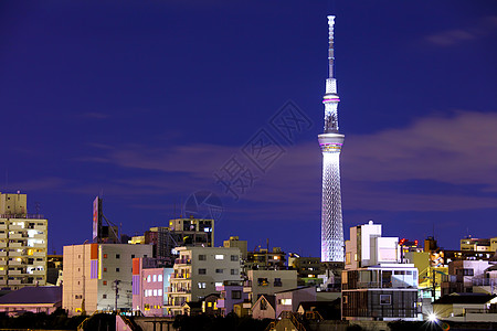 东京夜间地标市中心风景天际城市都市场景晴空塔天线天空图片