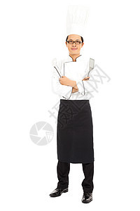 穿白制服和工具的专业人员厨师图片