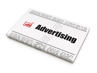 营销概念 有广告和增长图的报社图片