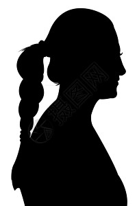 妇女头环光向矢量马尾辫女孩插图小马尾巴包子女士女性黑色头发背景图片