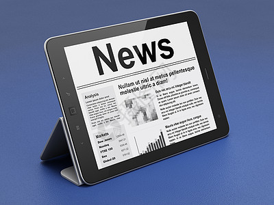 平板电脑屏幕上的数字新闻笔记本杂志记事本通讯商业阅读企业商务通讯器展示图片