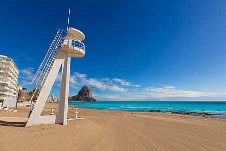 海滩在阿利坎特附近社区海岸线景点波浪支撑救生员村庄海岸旅游海洋图片