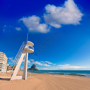 海滩在阿利坎特附近海岸波浪社区救生员胰岛蓝色旅游村庄天空景点图片