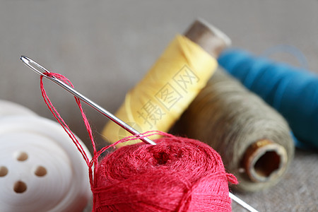 缝缝合概念红色工艺工匠宏观精神缝纫项目裁缝对象家务图片