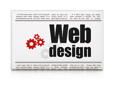 网络设计概念 带有网络设计和Gears的报纸页高清图片素材
