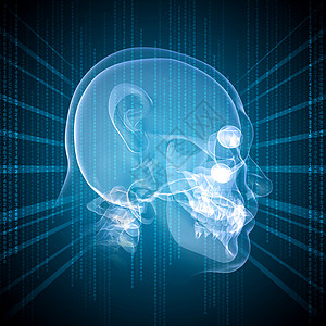 男子头部X光图像蓝色谐振颅骨x光医院数字电脑网络疾病卫生图片