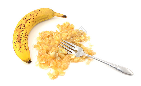 带叉子和纯水果的无皮香蕉图片