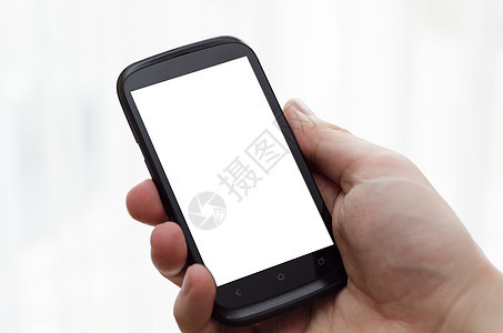 手持空白显示的手机空显示男人数字技术电子产品键盘细胞屏幕按钮展示短信图片