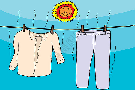 太阳晒衣服图片
