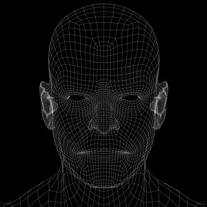 人头 电线框架线条数字化网格男人黑色图片
