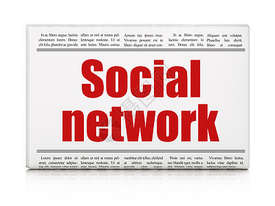 社交媒体概念 报纸标题  社会网络文章团队通讯社区红色软件新闻博客互联网扇子图片