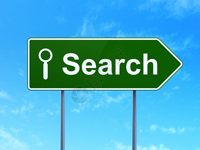 网络发展概念 在公路上搜索和搜索路标标志背景图片