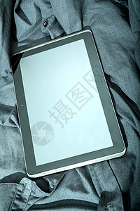 衬衫上的平板电脑技术软垫织物互联网口才海浪棉布男性纺织品衣柜图片