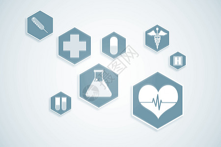 科技图背景与图标的蓝色医学接口系统医疗注射器药品科技菜单标签电脑技术界面背景