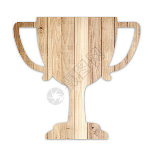 白背景孤立的木奖杯形状图片