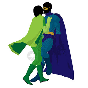 超级英雄情侣说明 Silhouette舞蹈男性女士超能力剪影主角女性对手漫画恶棍图片