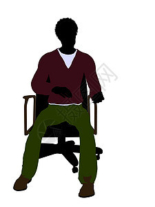 一名非洲裔美国人临时随行人员坐在主席的座位上说明Silhouette剪影女士工作服高跟领带椅子插图黑色赛车乐趣图片
