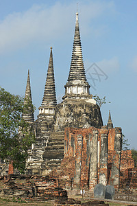泰国Ayutthaya假期宗教废墟历史纪念碑石头全景佛塔旅游景点图片