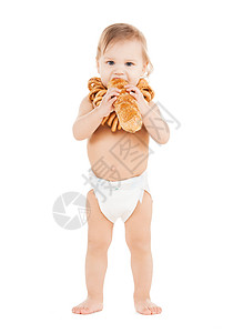 吃长面包的可爱小孩碳水男生孩子包子化合物保健食物午餐女孩卫生图片