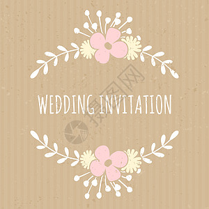 纸板纸婚礼设计粉笔叶子生日订婚绘画新娘邀请函桂冠插图花束图片