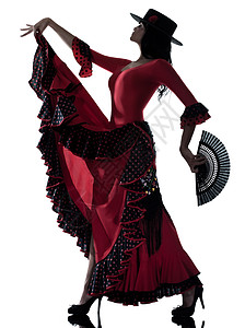 跳舞舞蹈舞女伴的双周钟舞者背光女士扇子文化旅行红色阴影图片