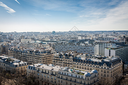 在巴黎的屋顶上查看风景天线假期中心文化观光阳光景点地标景观图片