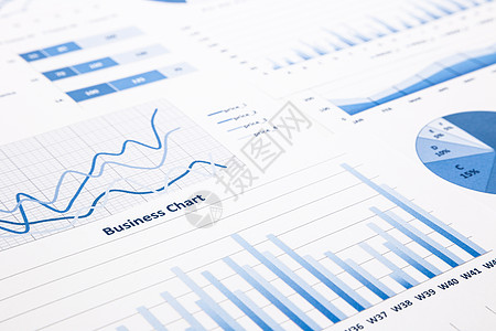 蓝色商务图表 图表 统计和报告背景图片