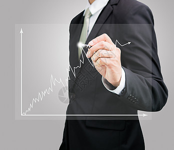 商务人士手工绘制一张孤立的图表成就蓝色成功人士生长进步投资素描商务金融图片