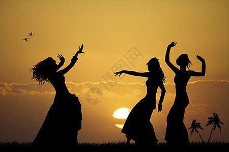 夏威夷女孩海滩幸福草裙旅行舞者异国反射女士舞蹈舞蹈家图片