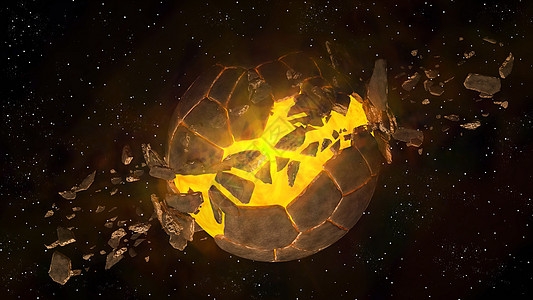 神秘行星的爆炸灾难插图外星人宇宙海浪星星碎片星系黄色橙子图片