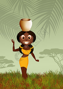 非洲妇女荒野马赛森林动物丛林女士黑色插图旅行女孩图片
