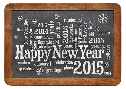 2015年新年在黑板上快乐背景图片