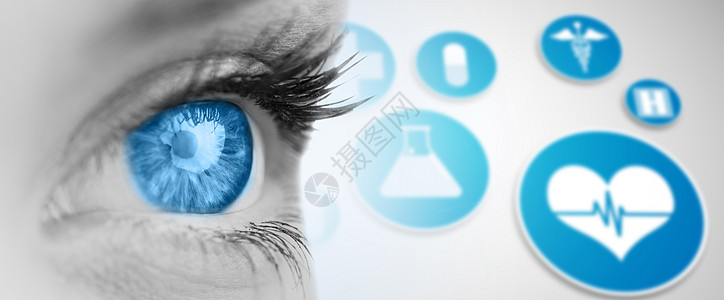 灰脸上的蓝色眼睛的复合图像手杖医疗技术药品计算计算机系统菜单标签绘图图片