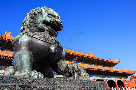 禁城中的青铜狮首都建筑学狮子文化旅行建造帝国雕像宏观博物馆图片