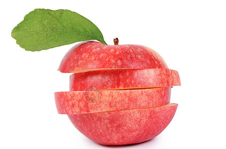 白色背景上孤立的红新苹果收成营养小吃季节食物叶子果汁水果生产农业图片