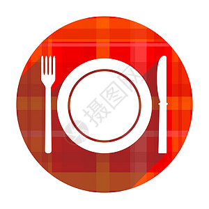 孤立的红平板餐厅图标餐饮食谱厨具餐具厨师厨房桌子互联网饮食自助餐图片