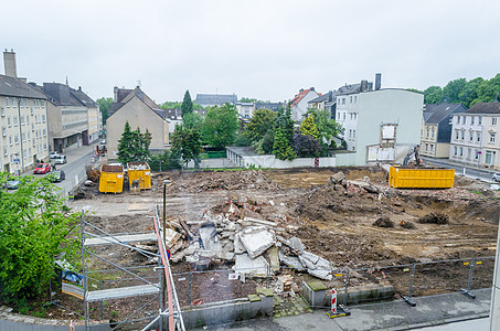 拆除 一堆瓦砾 建筑工地机器袋工废料拆卸碎片废墟拆迁住宅施工房屋图片