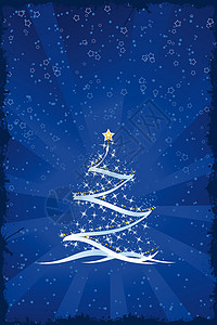 Grunge 圣诞树插图艺术雪花星星射线贺卡庆典季节卡片绘画图片