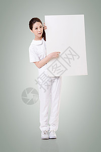 带空白板的护士工人女性木板推介会卡片职业说明工作室操作横幅图片