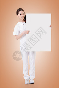 带空白板的护士卫生卡片广告药品魅力工作室职业广告牌微笑顾问图片