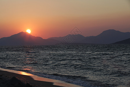 爱琴海日落太阳天气学习橙子魔法地平线天空反射乐趣海浪图片