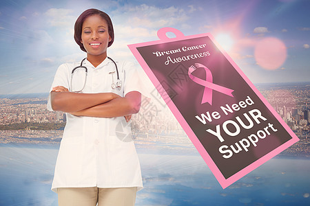 乳癌认识信息医生有乳腺癌宣传信息的医生风光窗户女性丝带女士景观从业者卡片蓝天城市图片